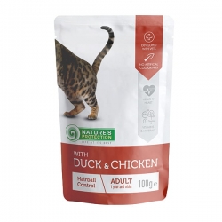 NATURE'S PROTECTION ADULT CAT DUCK & CHICKEN "HAIRBALL CONTROL" SASZETKA 100G